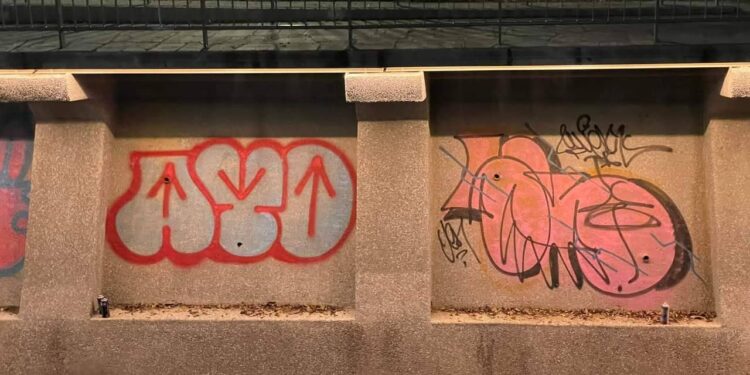 暗夜排水溝旁亂塗鴉  警火速揪出犯嫌法辦