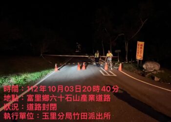 快訊》因應小犬颱風來襲 花蓮縣三處道路進行預防性封閉