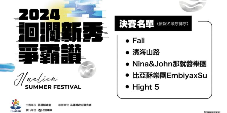 2024花蓮洄瀾新秀爭霸讚 徵選初賽結果出爐 在地團體角逐登上7/3~7/7夏戀嘉年華巨星舞台 2024花蓮洄瀾新秀爭霸讚 徵選初賽結果出爐 在地團體角逐登上7/3~7/7夏戀嘉年華巨星舞台