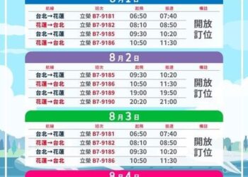 北花鐵、公路受阻 花蓮縣政府提醒民眾 可多運用海運及航空應援機制 7/31至8/3澎湖輪、凱旋一號加開班次投入疏運、立榮航空7/31至8/4增開航班