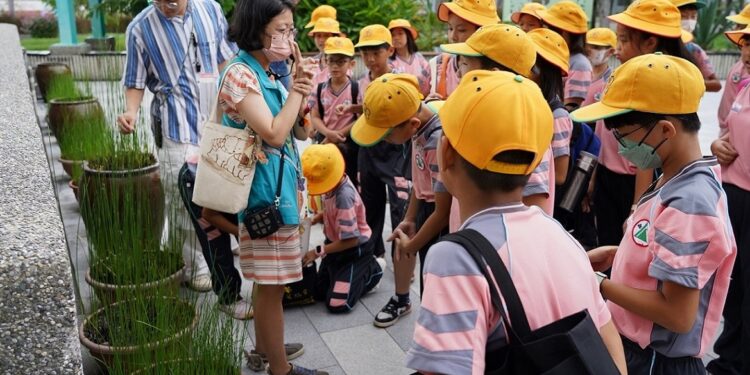 中市纖博館藺結心歡教育扎根系列課程   師生體驗趣味藺草編