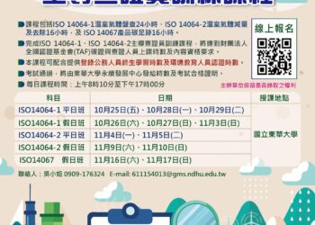 花蓮縣淨零軟實力 溫室氣體盤查及碳足跡主導查證員訓練課程開放報名